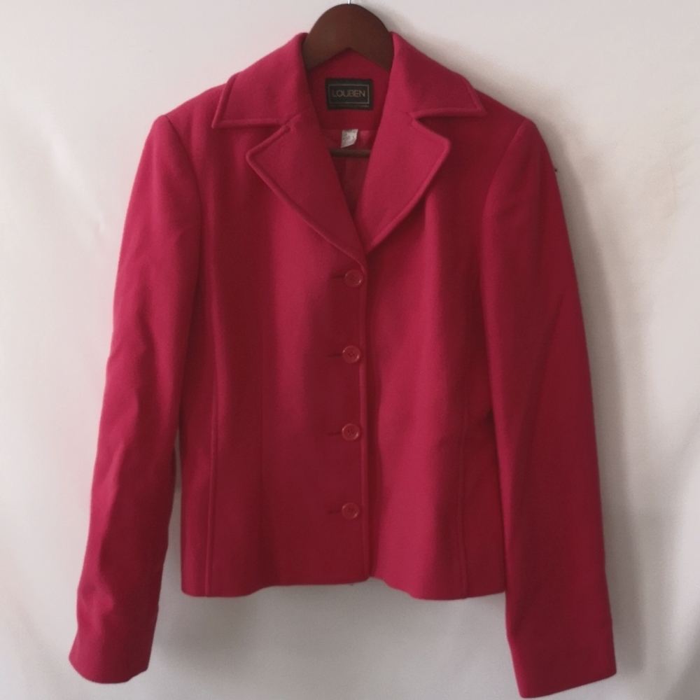 Lovely Like-new Louben Wool Cashmere Blend Blazer Pink Size 4 Made in Canada
